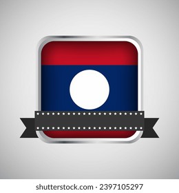 Vector Round Banner With Laos Flag
