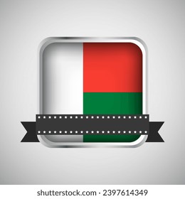 Vector Round Banner With Madagascar Flag