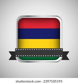 Vector Round Banner With Mauritius Flag
