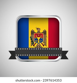 Vector Round Banner With Moldova Flag