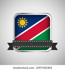 Vector Round Banner With Namibia Flag