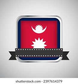 Vector Round Banner With Nepal Flag