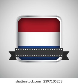 Vector Round Banner With Netherlands Flag