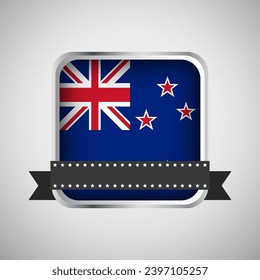 Vector Round Banner With New Zealand Flag