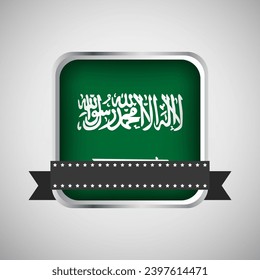 Vector Round Banner With Saudi Arabia Flag