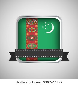 Vector Round Banner With Turkmenistan Flag