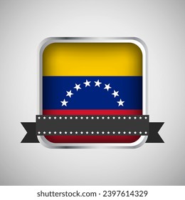 Vector Round Banner With Venezuela Flag