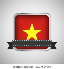 Vector Round Banner With Vietnam Flag