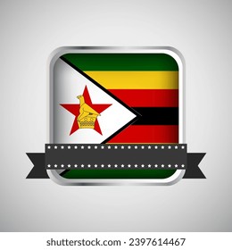Vector Round Banner With Zimbabwe Flag