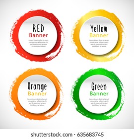 Vector round banners. Set of templates for advertising banners, sale borders. Modern colorful collection