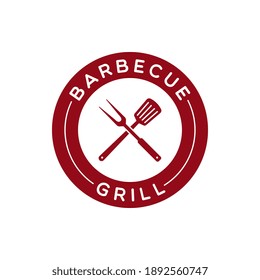Vector Round Barbecue Grill Label