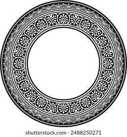 Borde monocromo negro redondo de Vector, marco, anillo de Pompeya. Adorno Neopolitan Circle. Arte de la Antigua Roma.
