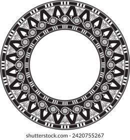 Vector round black monochrome Egyptian ornament. Endless circle border, ancient Egypt frame.
