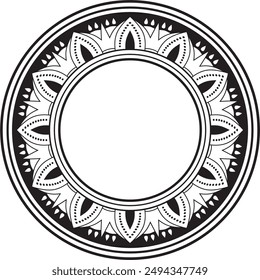 Vector round black monochrome Egyptian ornament. Endless circle border, ancient Egypt frame.
