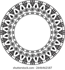 Vector round black monochrome Egyptian ornament. Endless circle border, ancient Egypt frame.
