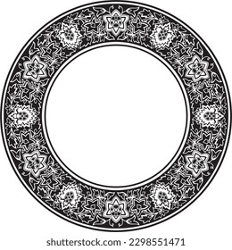 Vector round black monochrome national Indian ornament. Circle ethnic pattern of Indian civilization
