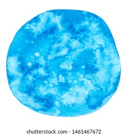 Vector round blue watercolor paint texture isolated on white for Your design