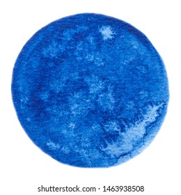 Vector round blue watercolor paint texture isolated on white for Your design