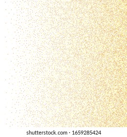  Vector round bokeh. Abstract iridescent background. Birthday card with metallic texture. Gold confetti. Isolated golden dust particles. Chaotic bridal backdrop. Geometric anniversary illustration.