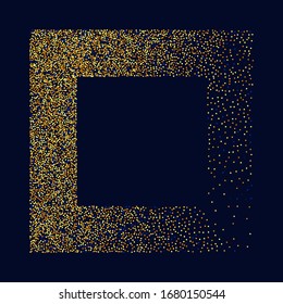 Vector Round Bokeh. Abstract Iridescent Background. Gold Confetti on Black. Isolated Golden Dust Particles. Geometric Anniversary Backdrop. Random Bridal Backdrop. Foil Border. Fluid Birthday Card.