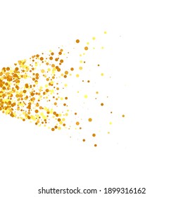 Vector Round Bokeh. Abstract Iridescent Birthday Card. Random Bridal Backdrop. Foil Border. Gold Confetti on Transparent Background. Isolated Golden Dust Particles. Geometric Anniversary Backdrop.
