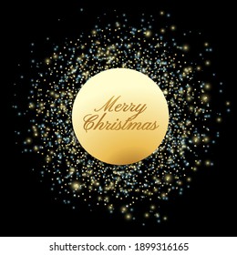 Vector Round Bokeh. Abstract Iridescent Birthday Card. Random Bridal Backdrop. Foil Border. Gold Confetti on Transparent Background. Isolated Golden Dust Particles. Geometric Anniversary Backdrop.
