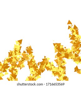Vector Round Bokeh. Geometric Anniversary Backdrop. Abstract Iridescent Birthday Card. Gold Confetti on White Background. Isolated Golden Dust Particles. Random Bridal Backdrop. Foil Border.