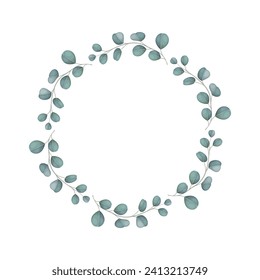 Vector round botanical frame isolated on a white background.