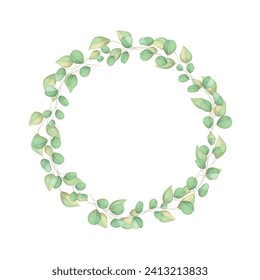 Vector round botanical frame isolated on a white background.
