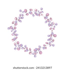 Vector round botanical frame isolated on a white background.