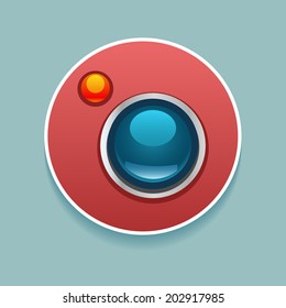 Vector round bright photo camera icon