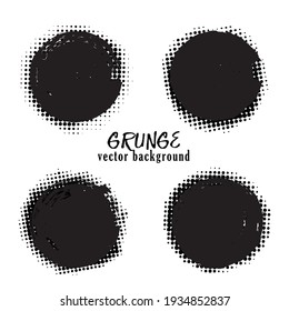 Vector round brush buttons. Hand paint grunge circle. Graphic design element for banner.