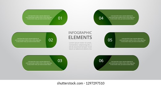 Vector round business template for presentation. Abstract elements of graph, diagram and chart with 6 steps, options, parts or processes. Creative concept for infographic.