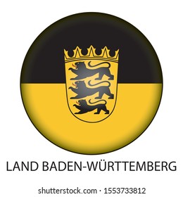 Vector round button flag of the German land of Baden-wurttemberg isolated on white 