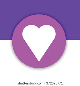 Vector round button with a heart, material design