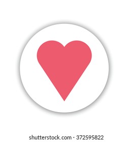 Vector round button with a heart, material design