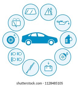 Vector round car check and service icons