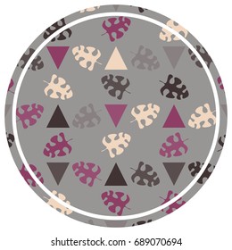 vector round card with illustrations of plant leaves. For nature lovers. The theme of the summer. It can be used for packaging, invitations, postcard holiday, fabrics and etc.
