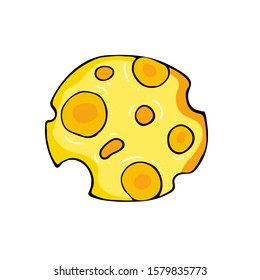 Vector round cheese slice isolated on white. Food design element