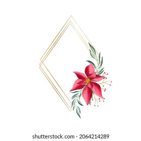 Vektor rund um den Weihnachtskranz mit Winterblumen einzeln auf Weiß. Für festliche Dekoration von Ankündigungen, Postkarten, Einladungen, Poster.