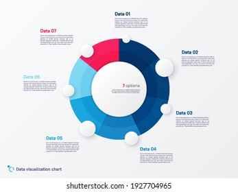 Vector Round Circle Infographic Chart Template Divided By Seven Parts.