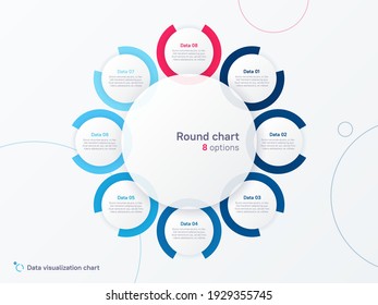 Vector Round Circle Infographic Chart Template Divided By Eight Parts.