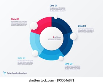 Vector Round Circle Infographic Chart Template Divided By Five Parts.