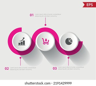 Plantilla de gráfico de infografía de círculo redondo vectorial dividida en 3 partes.