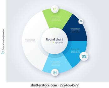 Vector round circle infographic chart template divided by four parts.