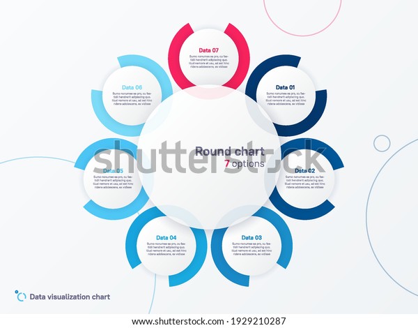 Vector round circle infographic chart template\
divided by seven parts.