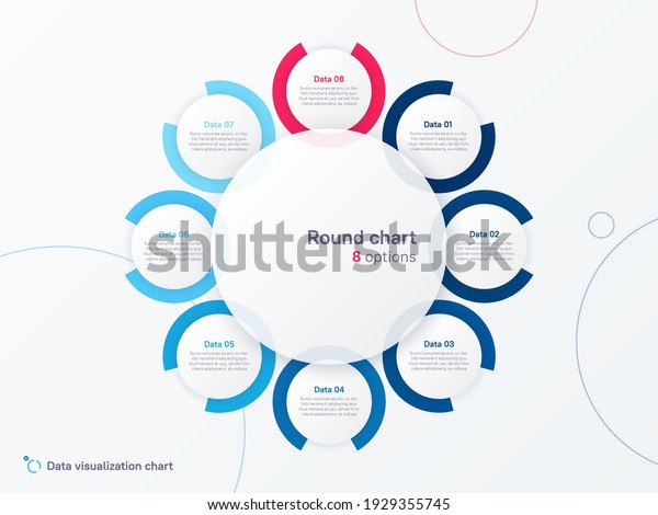 Vector round circle infographic chart template
divided by eight parts.