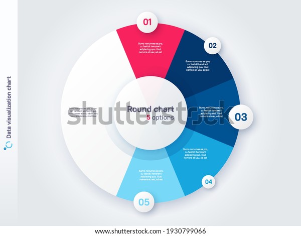 Vector round circle infographic chart template\
divided by five parts.
