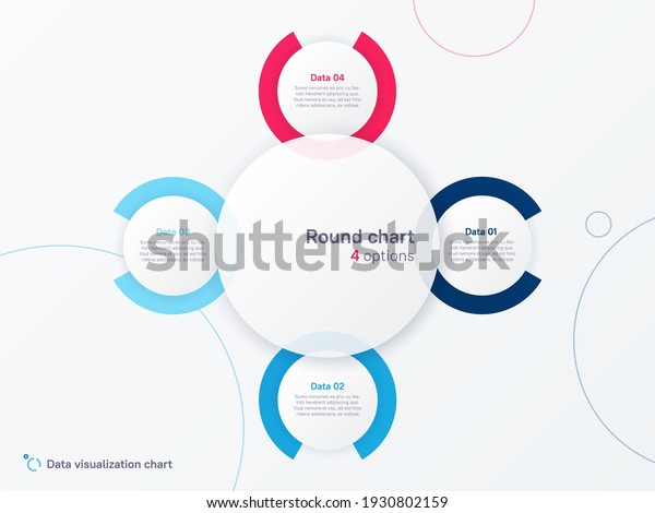 Vector round circle infographic chart template\
divided by four parts.