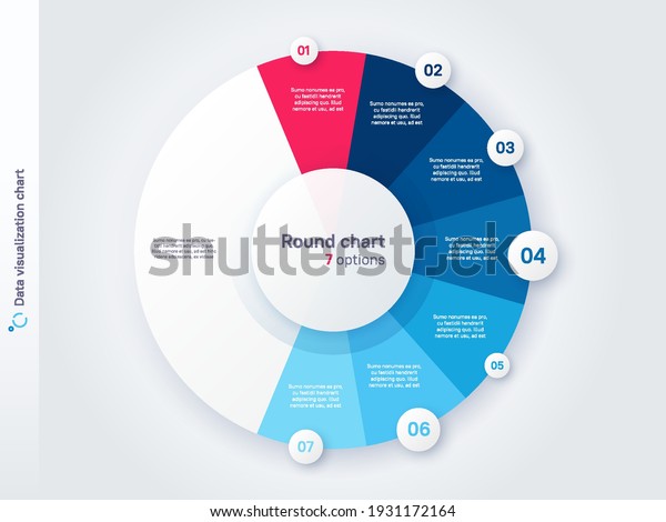 Vector round circle infographic chart template
divided by seven parts.